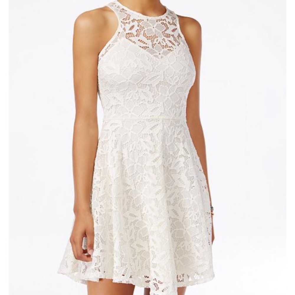 Material girl white lace skater dress